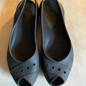 Crocs Farrah Flats Slingback Style Shoes Black Size 10